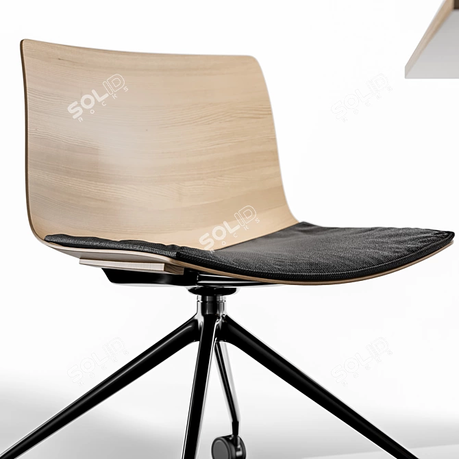 Arper Catifa 53 Trestle Fixed Chair & Meety Trapezoidal Wood Table 3D model image 3