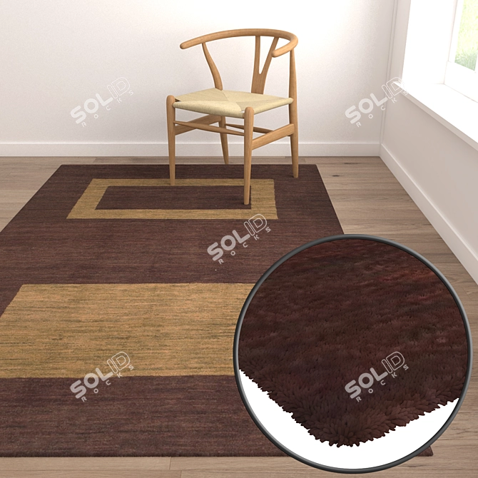 Stylish Carpets Set with High-Quality Textures 3D model image 5