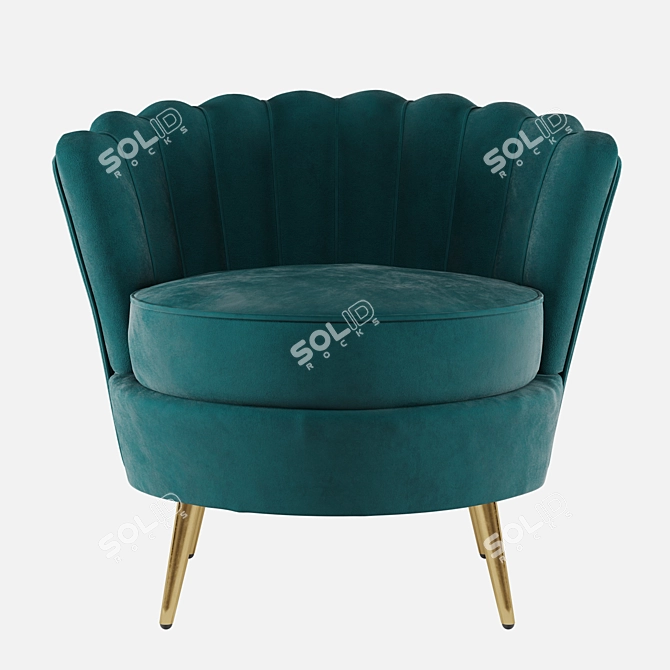 Elegant Velvet Armchair - Pearl Marine 3D model image 2