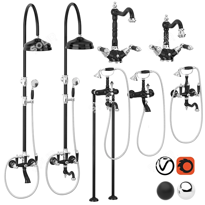 Cezares Margot Classic Bathroom Set 3D model image 1