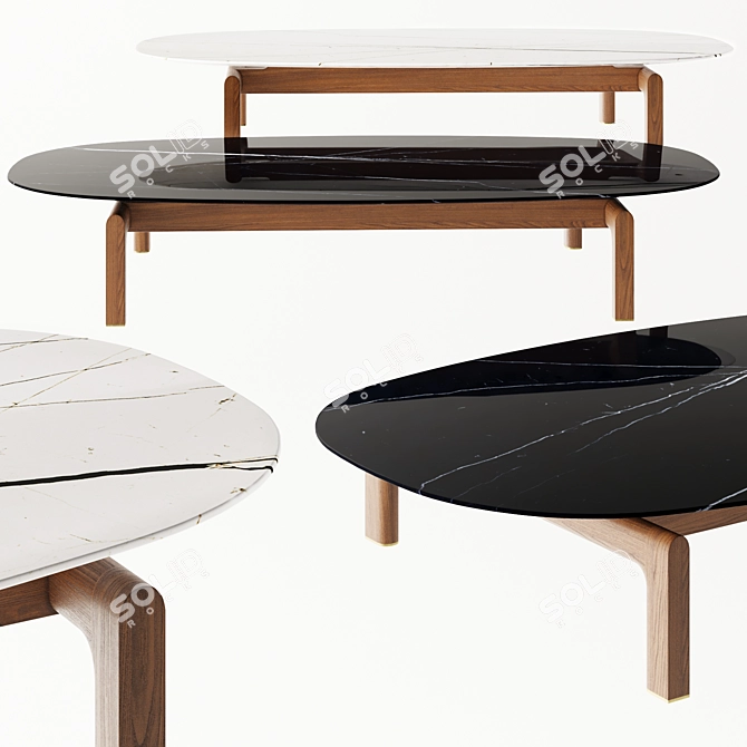 Elegant Porada Quay Oval Coffee Table 3D model image 1