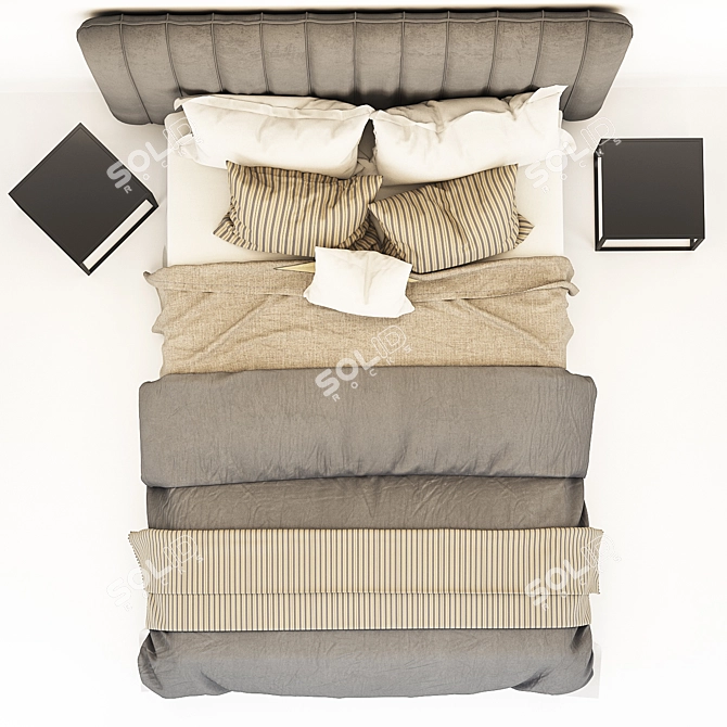 Sleek Gray Bed: Modern Style Bedroom Furniture 3D model image 3