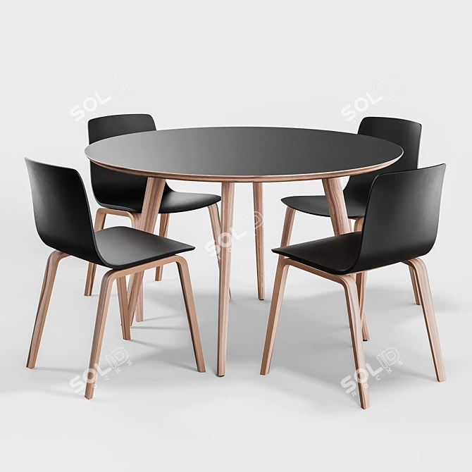 Modern Arper AAVA Chair Set with Gher Table 3D model image 1