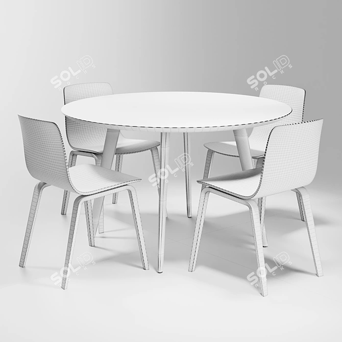 Modern Arper AAVA Chair Set with Gher Table 3D model image 5