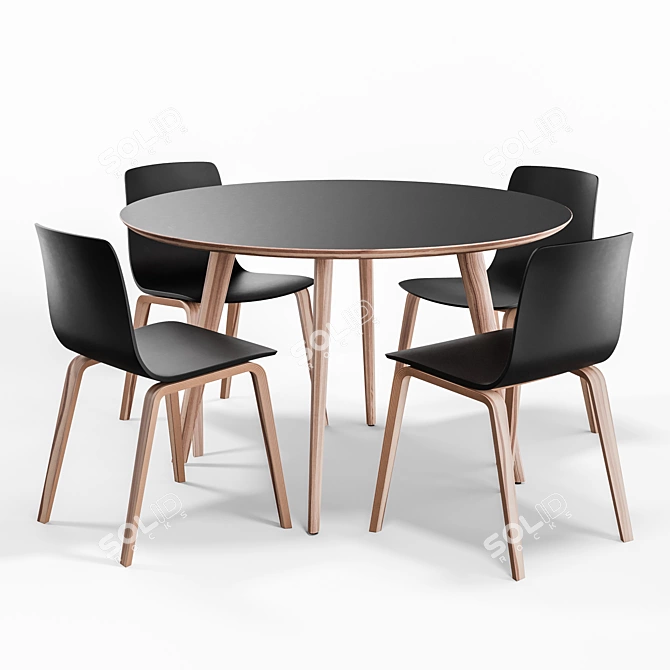 Modern Arper AAVA Chair Set with Gher Table 3D model image 6