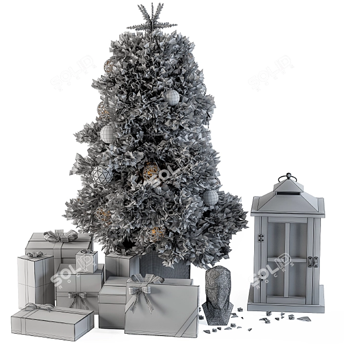 Snowy Gifted Christmas Tree 3D model image 5