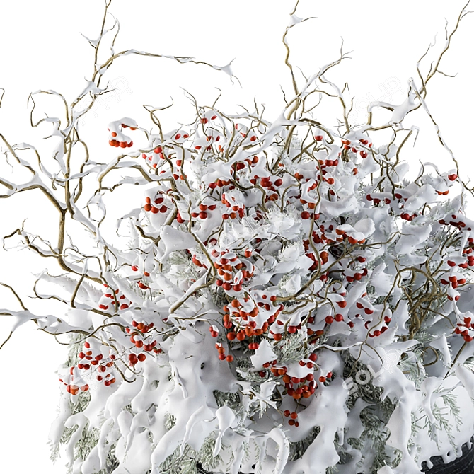 Snowy Outdoor Tree Set 3D model image 2