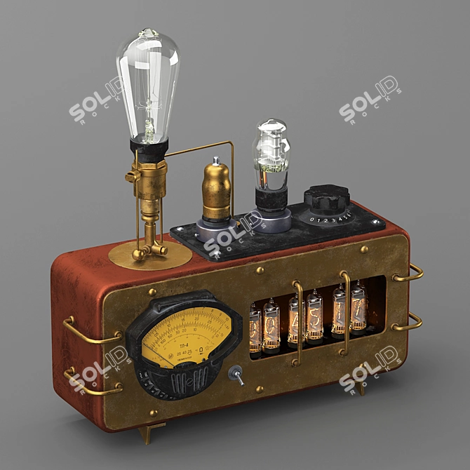 Vintage Steampunk Clock Lamp 3D model image 1