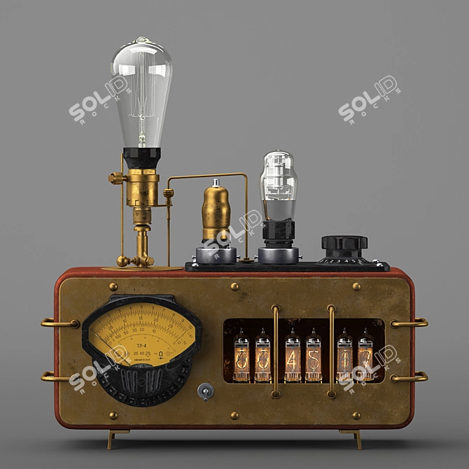 Vintage Steampunk Clock Lamp 3D model image 2