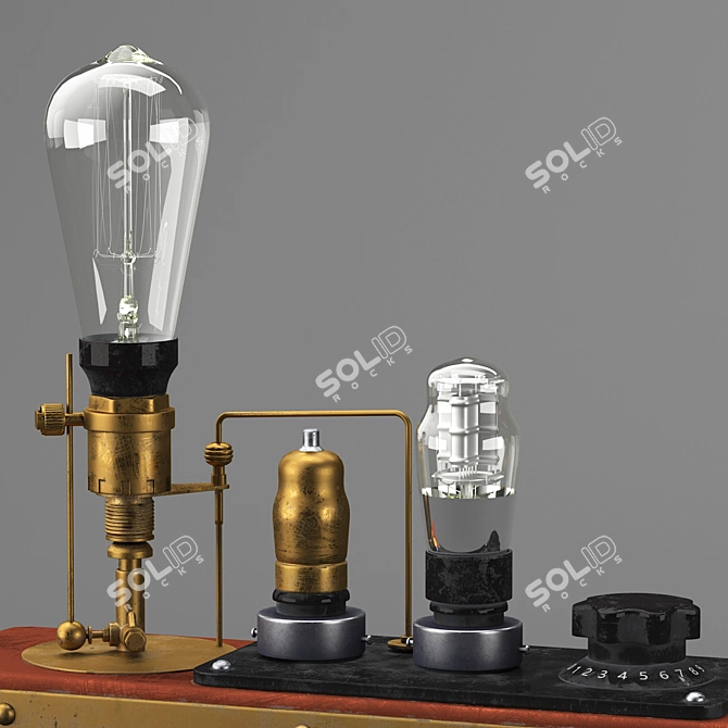 Vintage Steampunk Clock Lamp 3D model image 4