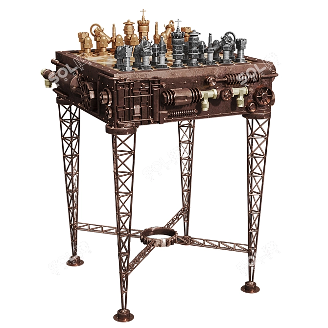 Mechanical Masterpiece: Steampunk Chess 3D model image 1