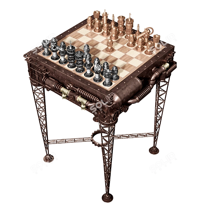 Mechanical Masterpiece: Steampunk Chess 3D model image 2