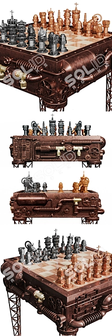 Mechanical Masterpiece: Steampunk Chess 3D model image 3