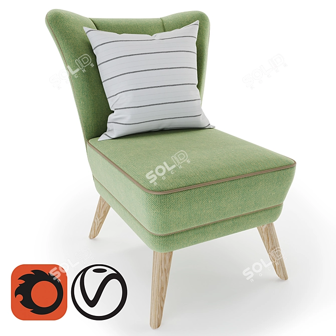 Evald Clara Chair with Decorative Ikea Cushion 3D model image 1