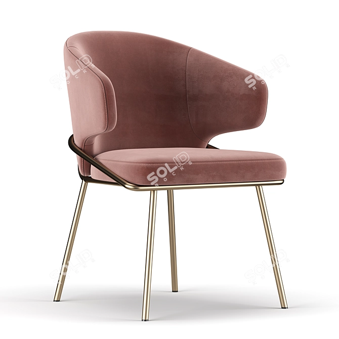 Elegant Windsor Upholstered Chair 3D model image 3