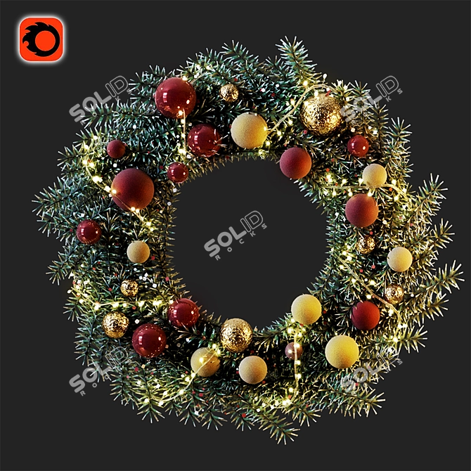 Festive Christmas Wreath: Elegant Holiday Decor 3D model image 1