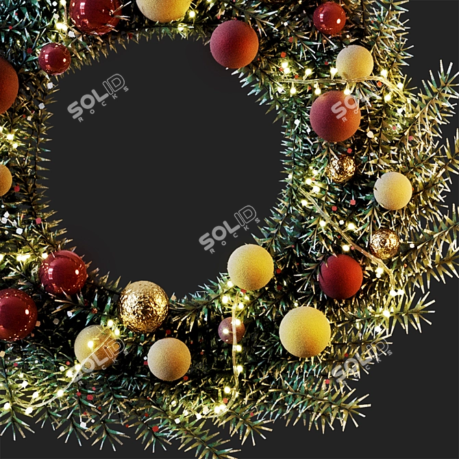 Festive Christmas Wreath: Elegant Holiday Decor 3D model image 2