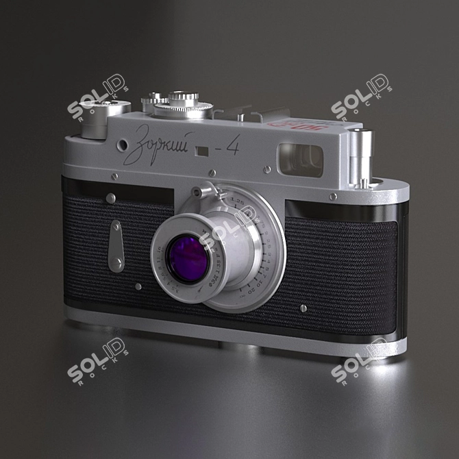 Vintage Zorki 4 Rangefinder Camera 3D model image 2