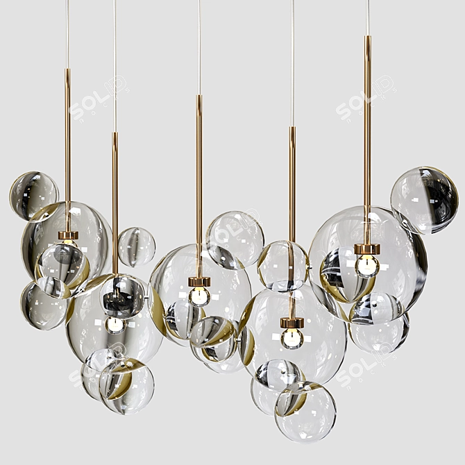 Bubble Linear Chandelier: Elegant Illumination 3D model image 2