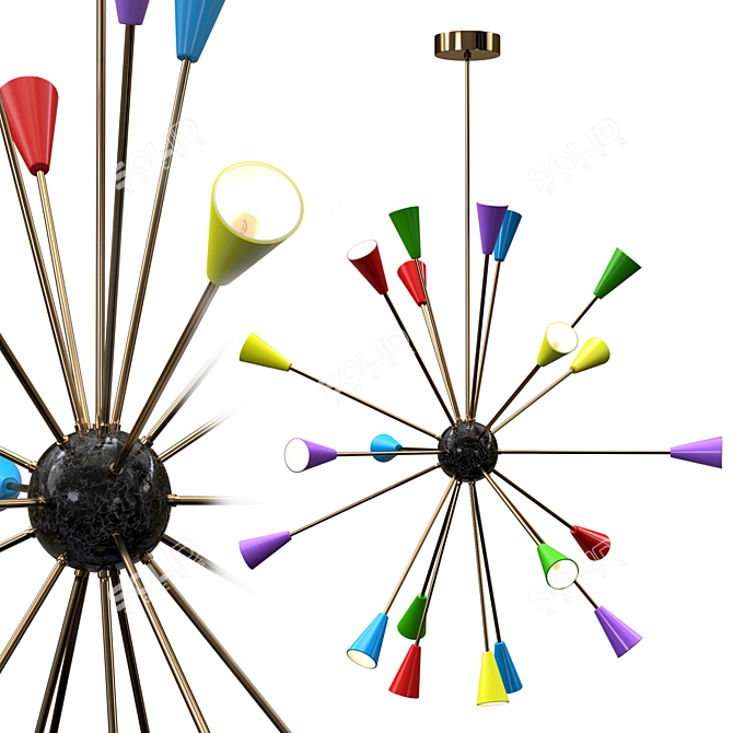 Colorful Italian Sputnik Chandelier 3D model image 1