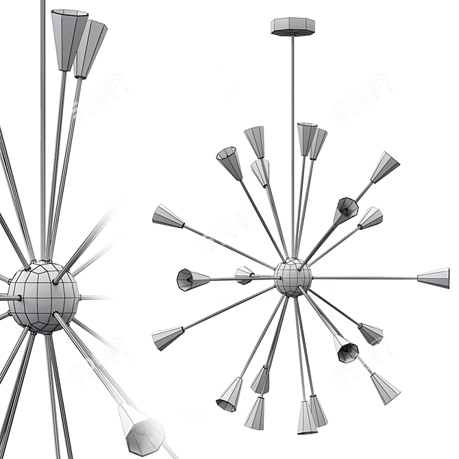 Colorful Italian Sputnik Chandelier 3D model image 2