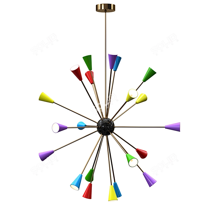 Colorful Italian Sputnik Chandelier 3D model image 3