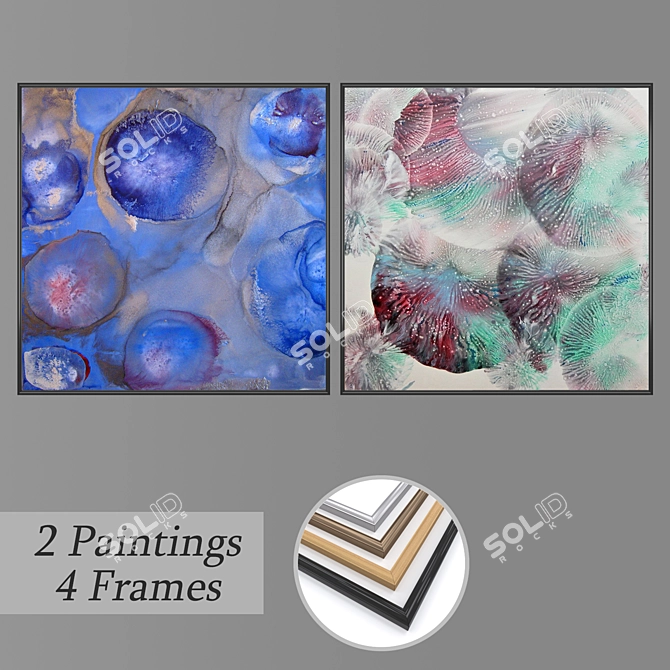 Gallery Set: 2 Paintings, 4 Frame Options 3D model image 1