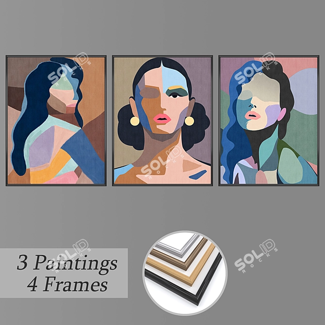 Elegant Wall Art Set 3D model image 1