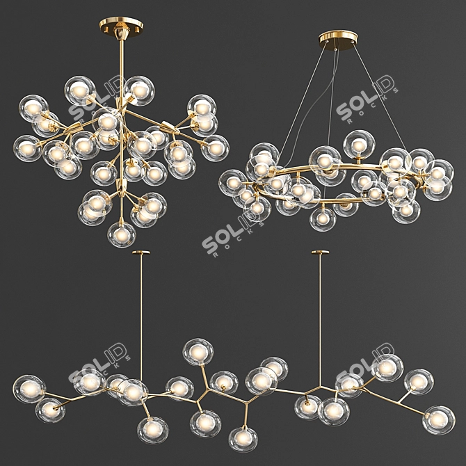 Elegant LED Bubble Chandeliers 3D model image 1