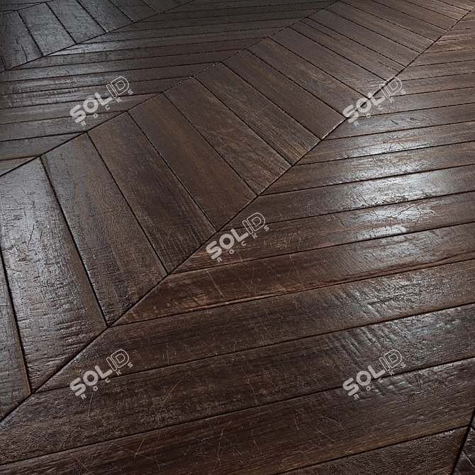 Rustic Chevron Parquet - PBR Textures 3D model image 1