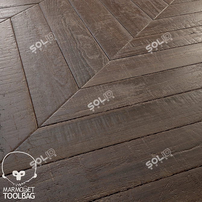 Rustic Chevron Parquet - PBR Textures 3D model image 5