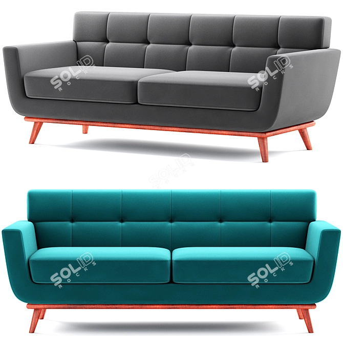 Minimalist Mid-Century Loveseat 3D model image 2