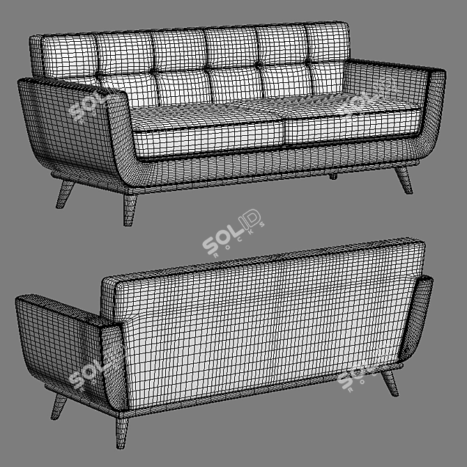 Minimalist Mid-Century Loveseat 3D model image 3