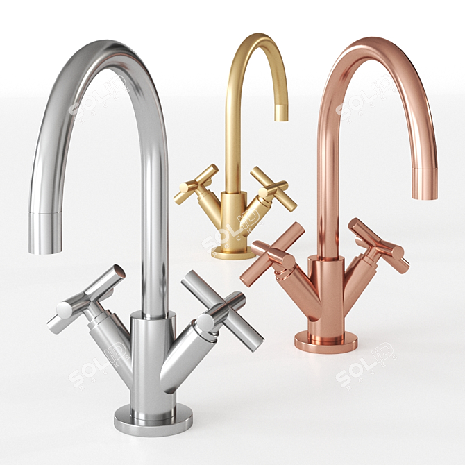 Tara Three-Hole Mixer: Elegant German Kitchen Essential 3D model image 1