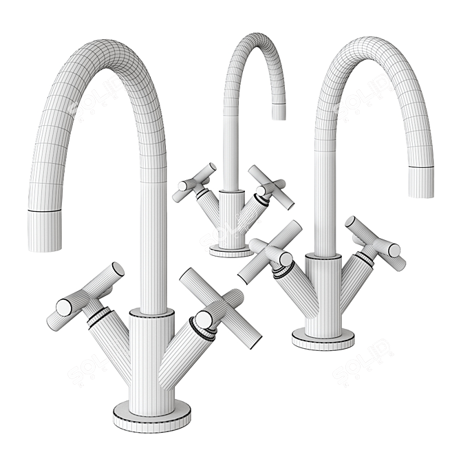 Tara Three-Hole Mixer: Elegant German Kitchen Essential 3D model image 2