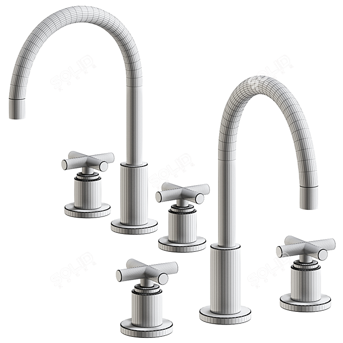 Tara Three-Hole Mixer: Elegant German Kitchen Essential 3D model image 4