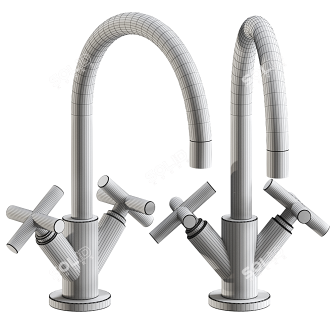 Tara Three-Hole Mixer: Elegant German Kitchen Essential 3D model image 6