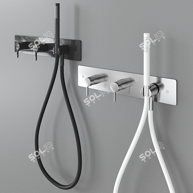 Quadrodesign Volcano Stainless Steel Wall Mixer 3D model image 1