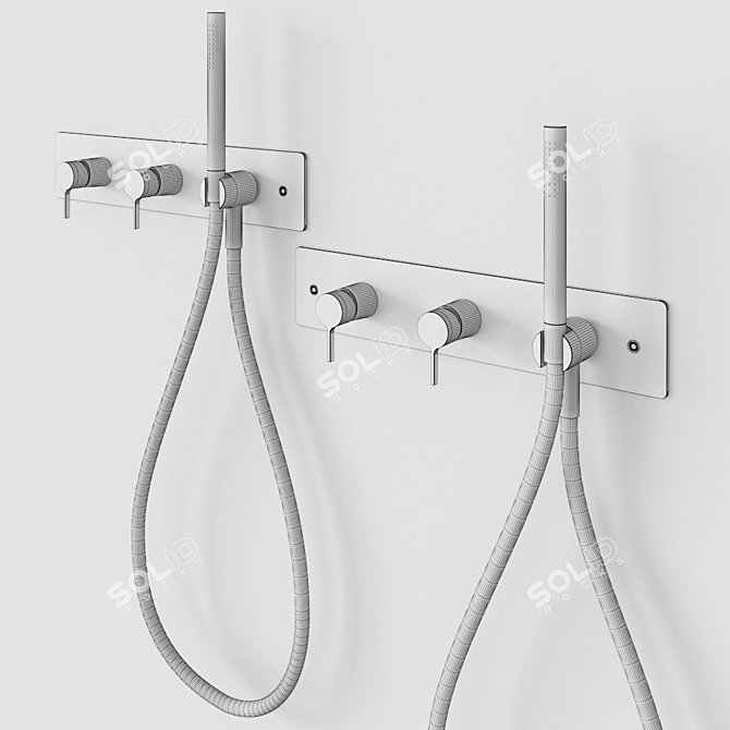 Quadrodesign Volcano Stainless Steel Wall Mixer 3D model image 2