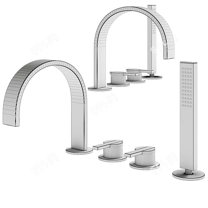 Line Bath-Shower Mixer: Sleek and Elegant Design 3D model image 2