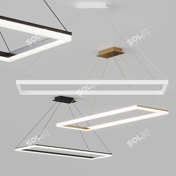 Sleek Circ Square Pendant Light by GROK 3D model image 1
