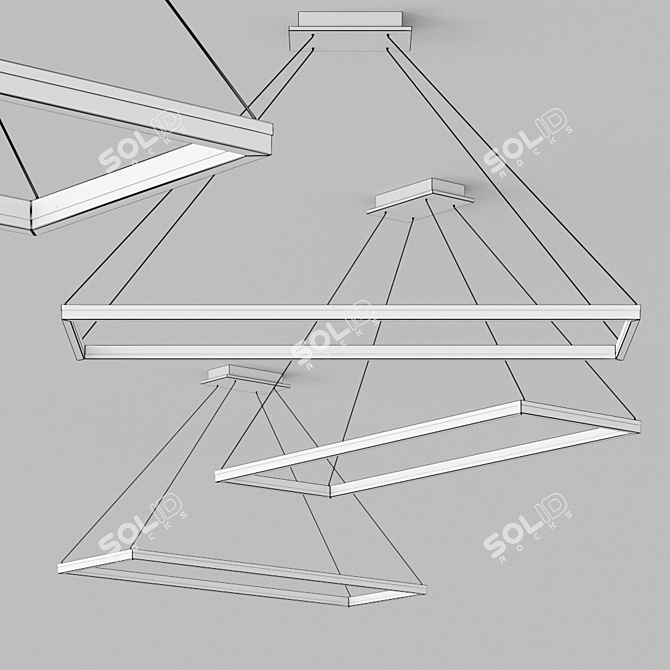 Sleek Circ Square Pendant Light by GROK 3D model image 2