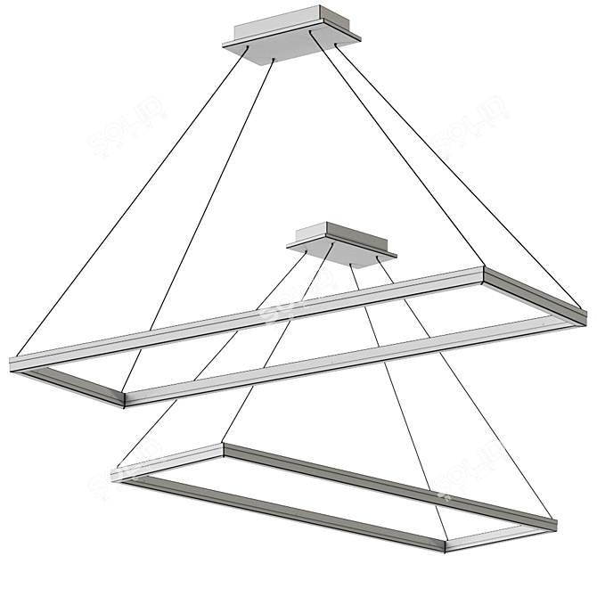Sleek Circ Square Pendant Light by GROK 3D model image 4