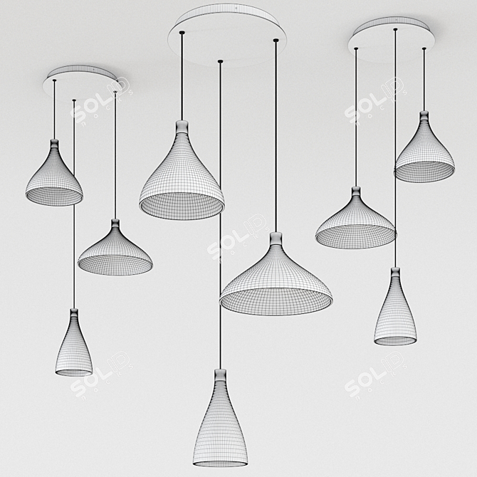 Sleek Swell 3-Light Chandelier 3D model image 2