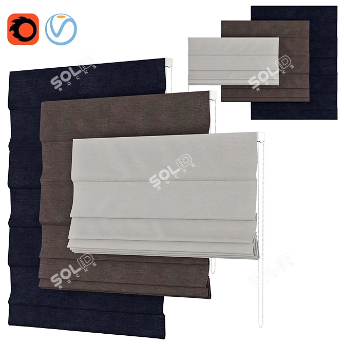 Elegant Roman Curtains for Nursery 3D model image 1