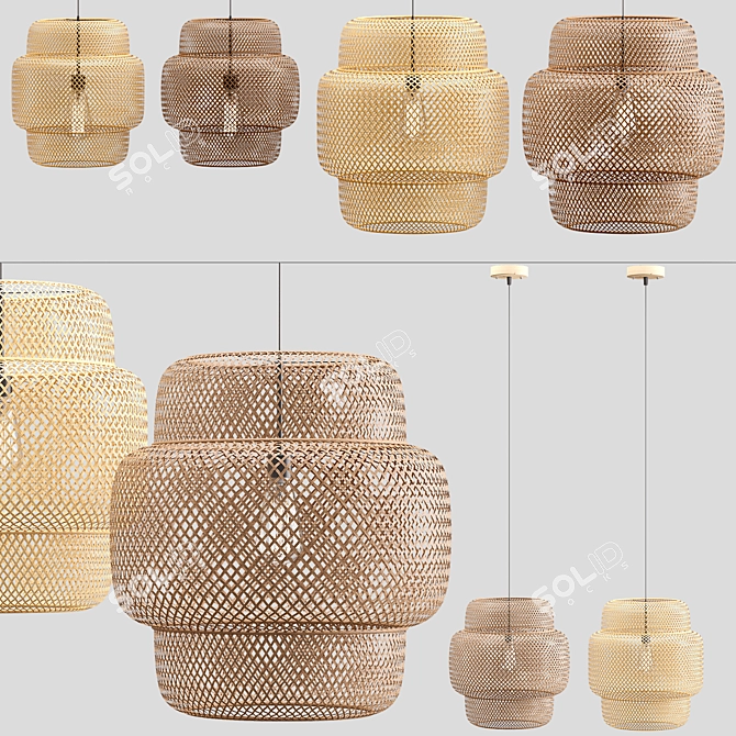 Handcrafted Rattan Pendant Lights 3D model image 1