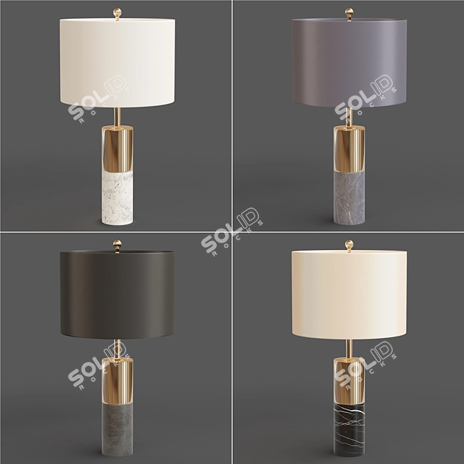 Sleek Gray and White Zoey Table Lamp 3D model image 2