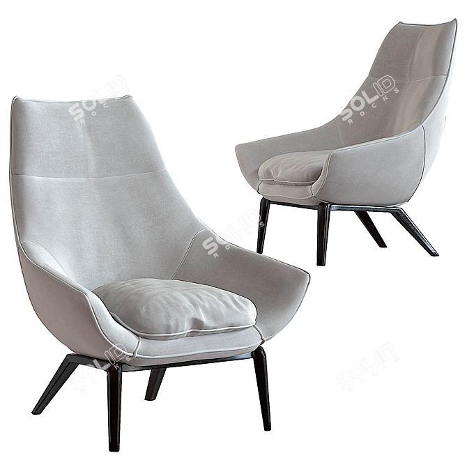 Elegant ERMES Armchair: Contemporary Comfort 3D model image 3