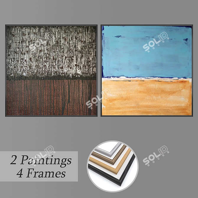 Elegant Double Painting Set 3D model image 1