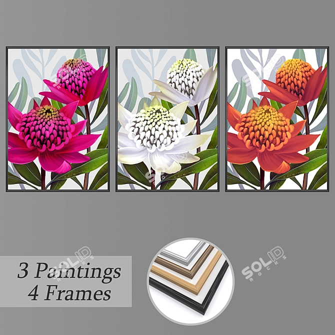 Elegant Wall Art Set 3D model image 1